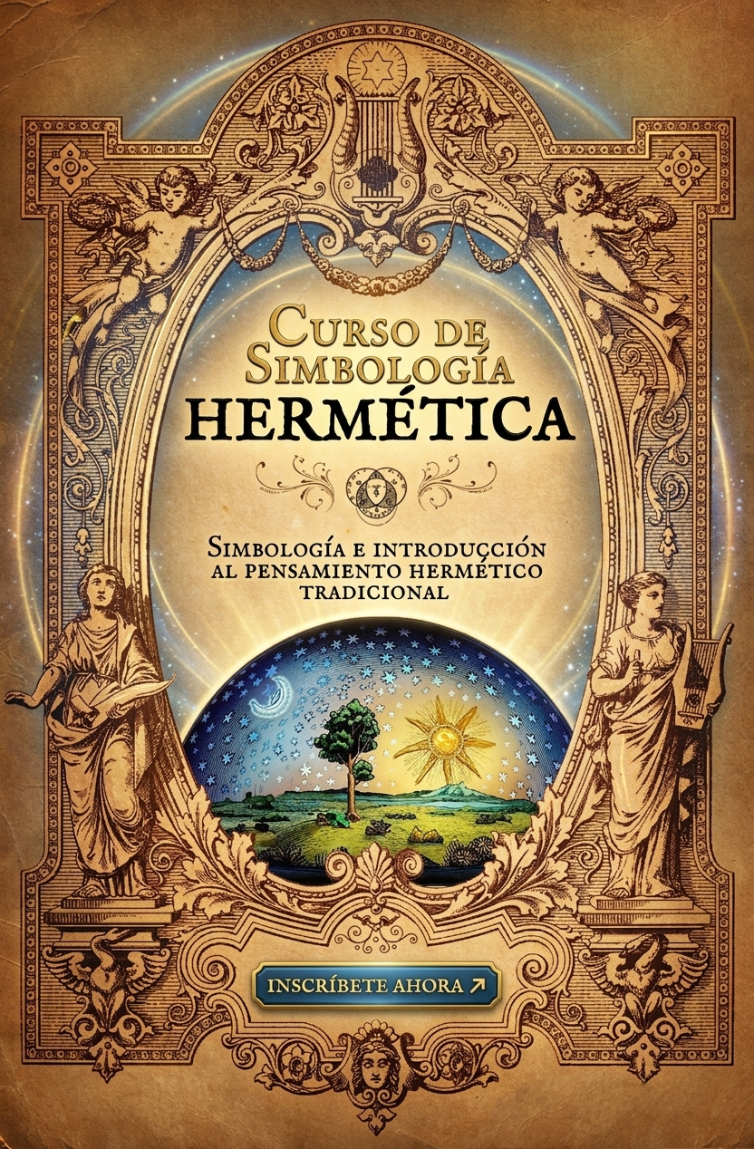 Afiche del Curso de Simbología Hermética — Tradición Mística y Hermética. Simbología e introducción al pensamiento hermético tradicional.
